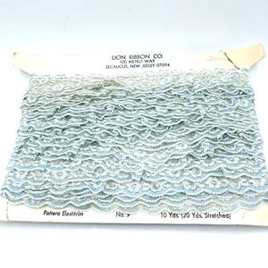 Lion Ribbon Co Elastitrim Lace Trim 10 Yards Blue Ivory Vintage Ruffle Sewing